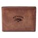 Men's Fossil Brown Nevada Wolf Pack Leather Derrick Front Pocket Bi-Fold Wallet