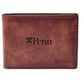 Men's Fossil Brown Pennsylvania Quakers Leather Derrick Front Pocket Bi-Fold Wallet