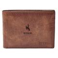 Men's Fossil Brown Wyoming Cowboys Leather Derrick Front Pocket Bi-Fold Wallet