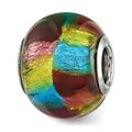 925 Sterling Silver Reflections Multi-colored Metallic Glass Bead; for Adults and Teens; for Women and Men