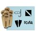 Scuba Diving Diver Flag Snorkel Mask Fins Rubber Stamp Set for Scrapbooking Crafting Stamping - Small 3/4 Inch