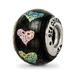 Lex & Lu Sterling Silver Reflections Pink/Purple Hearts Dichroic Glass Bead