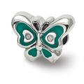 Reflection Beads QRS3927 Sterling Silver Reflections Purple & Green Enameled CZ Butterfly Bead