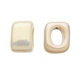 13pcs White Porcelain Slider Beads For Licorice Leather - Cube Style Glaze Finish 15x12mm