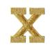 Alphabet Letter - X - Color Gold - 2 Block Style - Iron On Embroidered Applique Patch