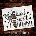 BEE Kind - Sweet - Humble Stencil by StudioR12 DIY Bumblebee Home Decor Craft & Paint Wood Sign Reusable Mylar Template Cursive Script Heart Gift Select Size 13.5 inches x 9.75 inches