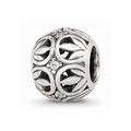 925 Sterling Silver Reflections CZ Leaf Filigree Bead; for Adults and Teens; for Women and Men