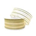 Metallic Stripe Sheer Wired Ribbon Gold 1-1/2-Inch 25-Yard