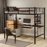 Mason & Marbles Loft Bed w/ Desk & Shelf Wood in Black/Brown | 71.6 H x 41.4 W x 78.1 D in | Wayfair FD6DC18CE36F4456857D896050F56E1C