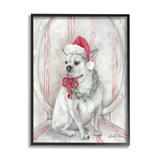 The Holiday Aisle® French Bulldog Santa Claus Hat Festive Christmas Wreath by Debi Coules - Painting Wood in Brown | 14 H x 11 W x 1.5 D in | Wayfair