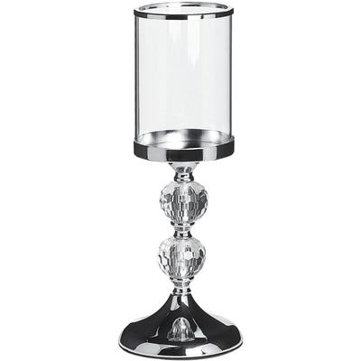 Beliani - Kerzenständer Silber/ Transparent Höhe 37 cm Dekoration aus Glas und Metall Elegantes Image