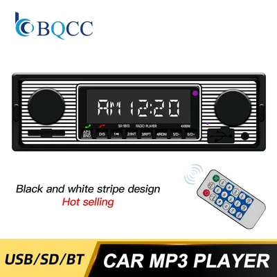 Autoradio Bluetooth avec lecteur MP3, carte SD, USB, AUX, classique, Audio stéréo, FM, WMA, appels