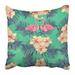 WOPOP Colorful Beautiful Vintage Floral with Watercolor Pink Flamingos Tropical Flowers and Palm Leaves Pillowcase 20x20 inch