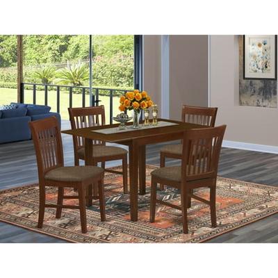 5pc Wood Dining Table Set, Dining Room Chairs Mahogany Finish