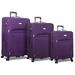 Rolite Trek 3-Piece Expandable Spinner Combination Lock Luggage Set - Purple