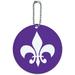 Fleur de Lis Purple Round Luggage ID Tag Card for Suitcase or Carry-On