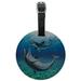 Dolphin and Baby Having Fun Ocean Round Leather Luggage Card Suitcase Carry-On ID Tag