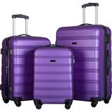 3 Pcs Luggage Set Expandable Hardside Lightweight Spinner Suitcase with TSA Lock [Upgraded Version],Purple