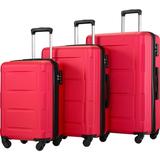 3 Piece Expandable Luggage Sets on Sale, SEGMART Carry on Suitcase with TSA Lock, Lightweight Hardshell Luggage Dual Spinner Wheels Set: 20in 24in 28in, Heavyweight Suitcase for Traveling, Red, S6567