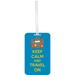 Large Hard Plastic Double Sided Luggage Identifier Tag Keep Calm and Travel On-Blue/Yellow-Suitcase