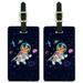 Cosmonaut Astronaut Dog in Space with Planets and Stars Luggage ID Tags Suitcase Carry-On Cards - Set of 2