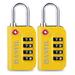 TSA Approved Luggage Lock - 4 Digit Combination Padlocks with a Hardened Steel Shackle - Travel Locks for Suitcases & Baggage (Yellow 2 Pack)