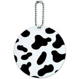 Cow Print Black White Round Luggage ID Tag Card for Suitcase or Carry-On