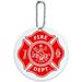 Firefighter Firemen Maltese Cross Red Round Luggage ID Tag Card for Suitcase or Carry-On