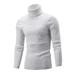 Gueuusu Men Solid Color Sweater Autumn and Winter Adults Long Sleeve High Collar Pullover