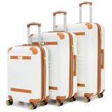 19V69 ITALIA Vintage 3 Piece Expandable Retro Spinner Luggage Set (White)