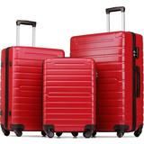 SweetCandy Basics Premium Hardside Spinner Luggage with Built-In TSA Lock - 3-Piece Set (20â€�24â€�28â€�), Red