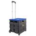 dbest products Quik Cart two Wheeled Collapsible Handcart with Blue Lid Rolling Utility with Seat Heavy Duty Lightweight