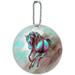 Horse Running Painting Aqua Pink Round Luggage ID Tag Card for Suitcase or Carry-On