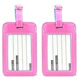 Luggage Tags - Two Tone Travel ID Bag Tags - 2 Set ( Pink- Light Blue)