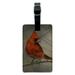 Cardinal Red Bird on Tree Branch Rectangle Leather Luggage Card Suitcase Carry-On ID Tag