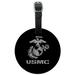 Marine Corps USMC Text White Logo on Black Officially Licensed Round Leather Luggage Card Suitcase Carry-On ID Tag