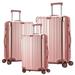3-Piece Set Hardside Carry-On Spinner Luggage with Lock, Rose Gold (20" 24" 28")