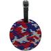 Camouflage Print Red White Blue Round Leather Luggage ID Tag Suitcase Carry-On