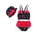 Seyurigaoka Baby Girl's 3 Piece Swimsuit, Sling Bow Tops Hipster Swimming Hat