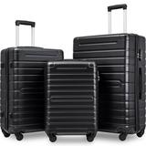 Shunda K Hardshell Luggage Sets 3 Pcs Spinner Suitcase with TSA Lock Lightweight 20â€�24â€�28â€� Black