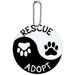 Rescue Adopt Yin Yang Paw Prints Dogs Cats Round Luggage ID Tag Card for Suitcase or Carry-On