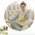 Autumn Fashion New Ladies o Collar Long Sleeve Large Size Home Printing Home Pajamas Set