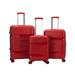 Rockland Luggage Linear 3 Piece Polypropylene Luggage Set, Red
