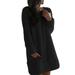 Women's Round Collar Simple Plush Dresses Casual Long Sleeve Straight Dress Loose Plus Size Tunic Autumn Winter Fleece Pullover