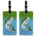 Bass Fish Fishing Jumping Out of Water Luggage Tags Suitcase ID, Set of 2