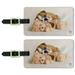 British Bulldog Puppy Dog Asleep with Teddy Bear Luggage ID Tags Suitcase Carry-On Cards - Set of 2