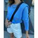 Gueuusu Womenâ€™s Shoulder Pad T-Shirt Casual Long Sleeve Crewneck Solid Color Loose Blouse