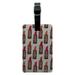 Leopard Print Lipsticks Rectangle Leather Luggage Card Suitcase Carry-On ID Tag