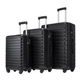 OUNONA 1 Set 3pcs Hard Shell Extensible Luggage Cases with Swiveling Wheel and TSA Lock