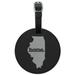 Illinois IL Home State Solid Dark Gray Grey Officially Licensed Round Leather Luggage Card Suitcase Carry-On ID Tag